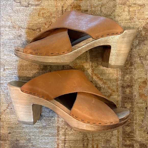 No. 6 Shoes - No 6 clogs Tan Leather Slide Sandals high heel 39